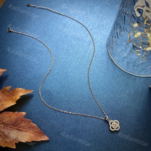 NEW Certified 1ct. t.w. Moissanite Clover Necklace - Picture 5 of 7